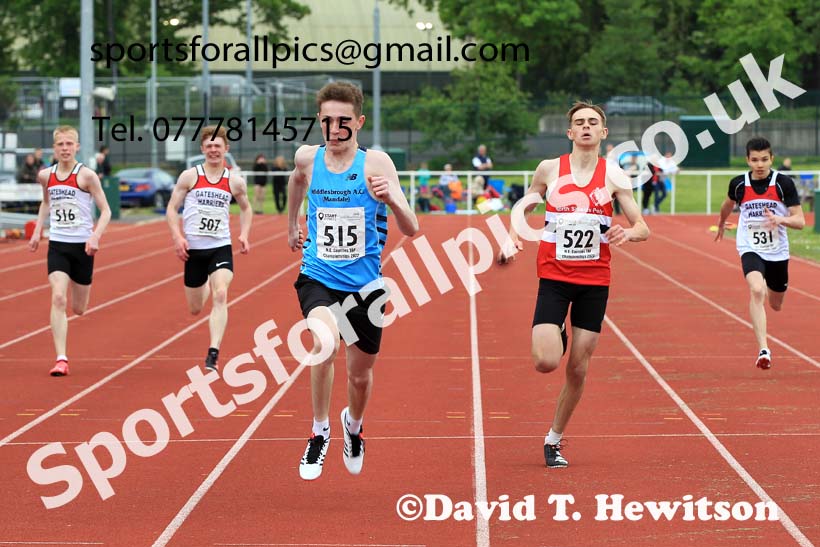 Men and Boys 200 metres, 2022 North Eastern Track and Field Champs., Middlesbrough. David T. Hewitson/Sports for All Pics